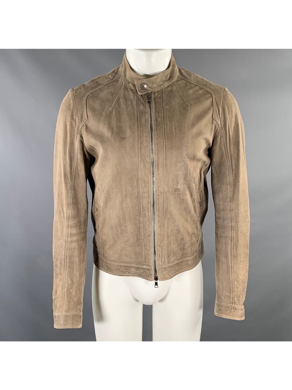 HENRY BEGUELIN Chest Size M Camel Leather Moto Racer Jacket
